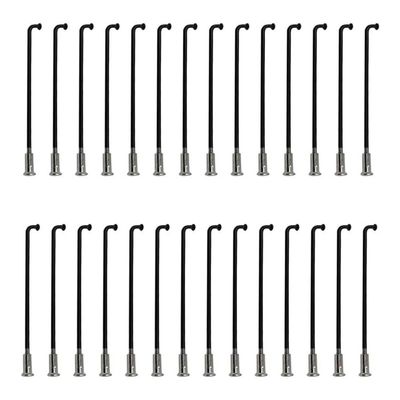 HIKOO DAILY Bicycle Spokes for Electric Bicycles, E-Bikes and Tricycles, 12G, 2.5 mm, Steel, 72–305 mm, with Copper Caps, 28 Pieces, Black (195 mm)