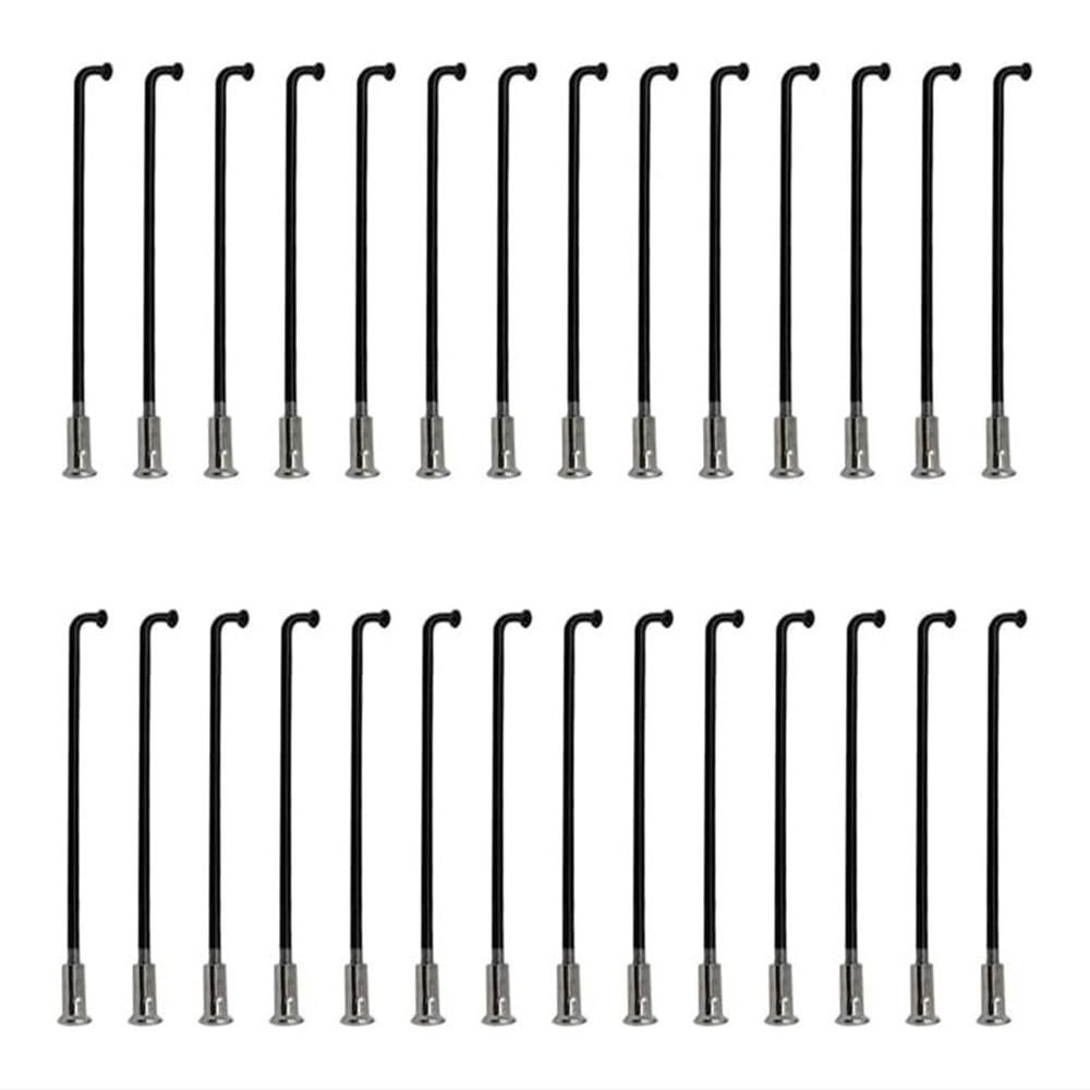 HIKOO DAILY Bicycle Spokes for Electric Bicycles, E-Bikes and Tricycles, 12G, 2.5 mm, Steel, 72–305 mm, with Copper Caps, 28 Pieces, Black (195 mm)