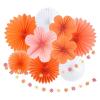 WENH Orange-Pink Paper Flower Fans and Daisy Banner view 1