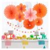 WENH Orange-Pink Paper Flower Fans and Daisy Banner view 3