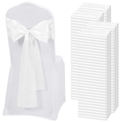 REWOMC Satin Chair Sashes, White, 17.8 x 274.3 cm, 120 Pack