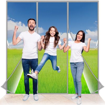 JXLQFA Magnetic Screen Door, Double Door, 280 x 230 cm, Gray
