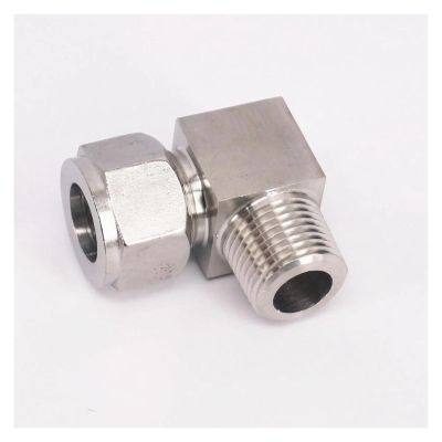 16 mm OD Tube to 1/2 in BSPT Elbow, 304 Stainless Steel Ferrule Pneumatic Air Compression Fitting