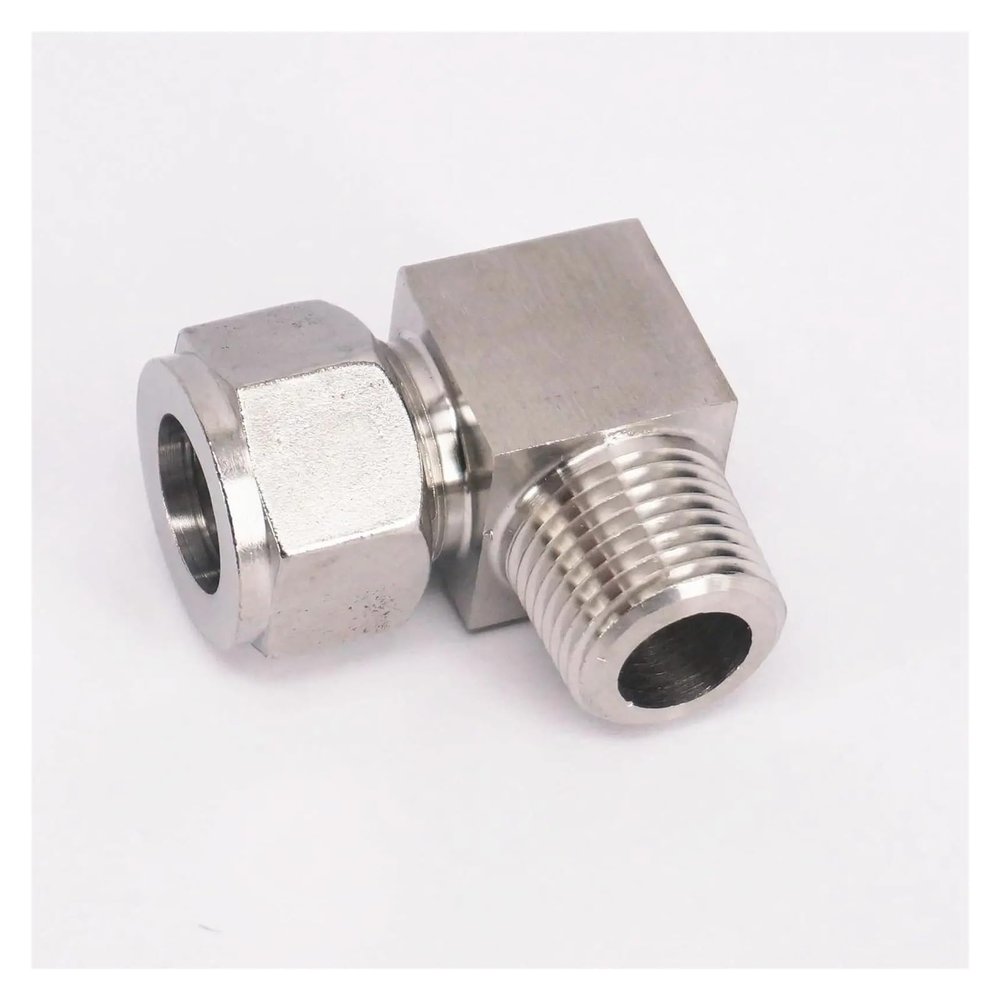 16 mm OD Tube to 1/2 in BSPT Elbow, 304 Stainless Steel Ferrule Pneumatic Air Compression Fitting
