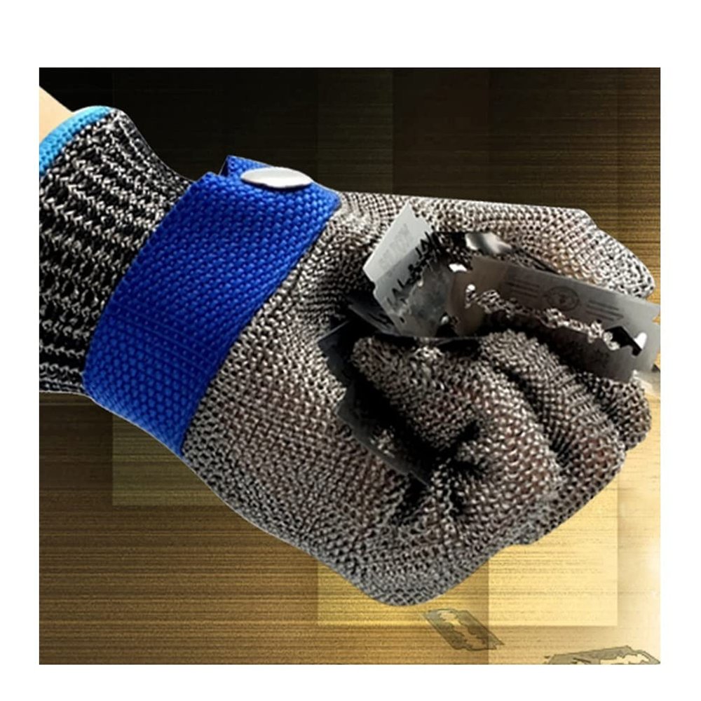 Cut-Resistant Chainmail Glove with Adjustable Wrist Strap