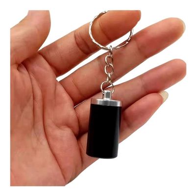 Portable Windproof Ashtray with Lid and Keychain, Black