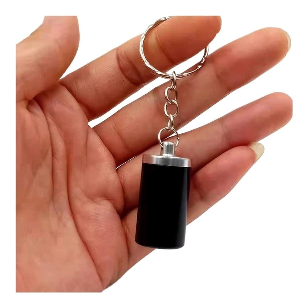 Portable Windproof Ashtray with Lid and Keychain, Black