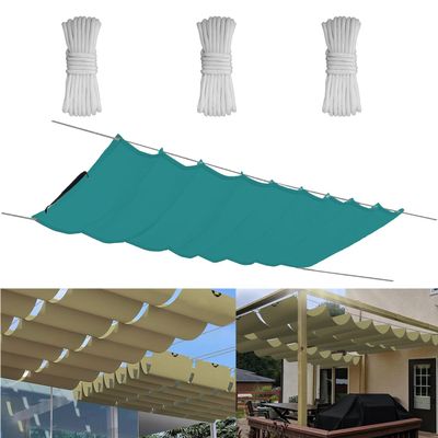 Retractable Wave Shade Sail 0.6 x 3 m, Adjustable Roll-Up Sun Shade, Turquoise