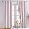 White and Pink Striped Blackout Curtains with Grommets, 2-Pack, 260 x 140 cm (H x W) view 4