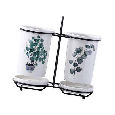 VICASKY Chopstick Holder, Durable and Space-Saving Ceramic and Iron Storage Rack