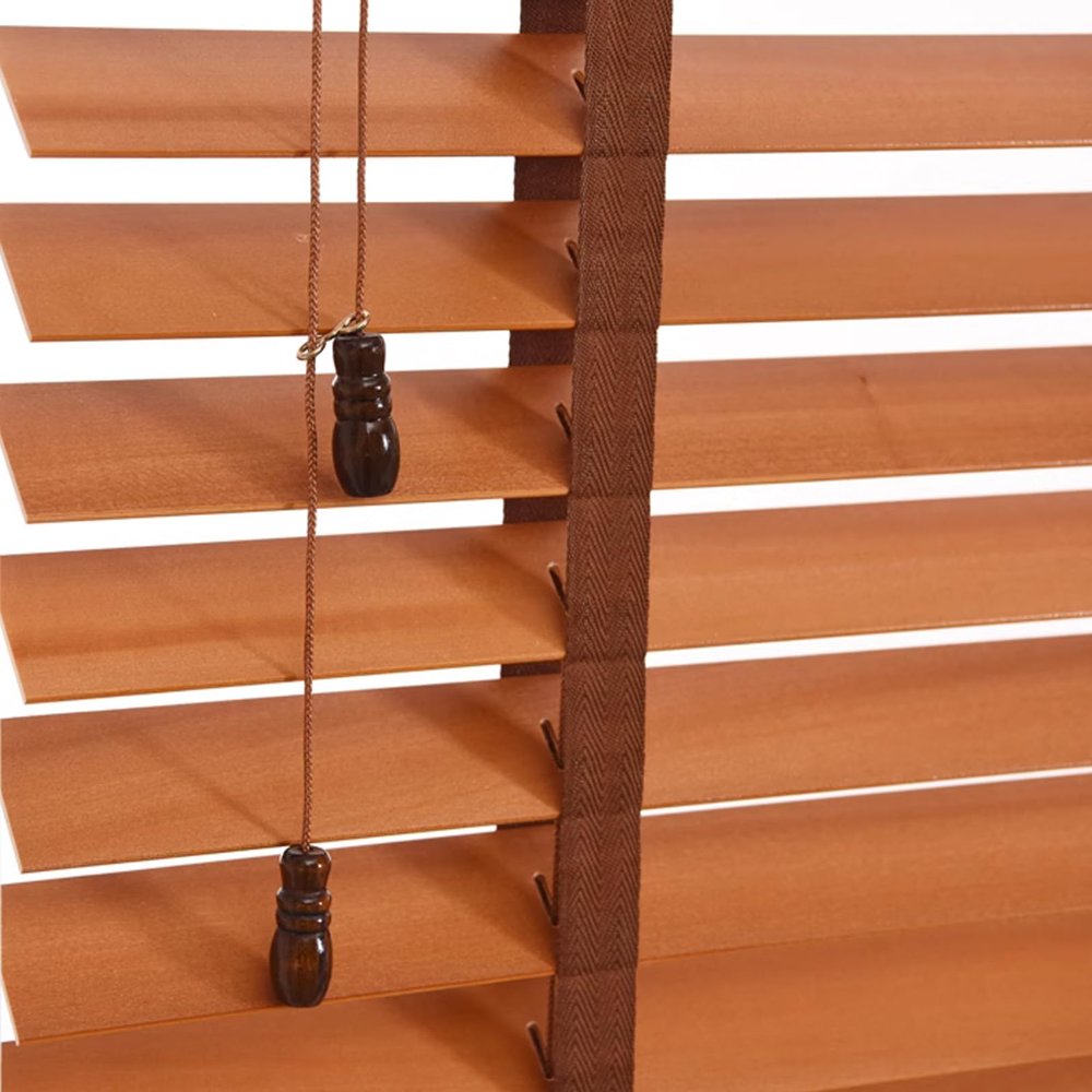 KDDFN Real Wood Venetian Blinds, 50 mm Slats, Brown, 150 x 160 cm