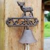 Wall-Mounted Moose Doorbell Plaque with Rustic Cast-Iron Dinner Bell view 1