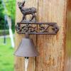 Wall-Mounted Moose Doorbell Plaque with Rustic Cast-Iron Dinner Bell view 2