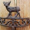 Wall-Mounted Moose Doorbell Plaque with Rustic Cast-Iron Dinner Bell view 3