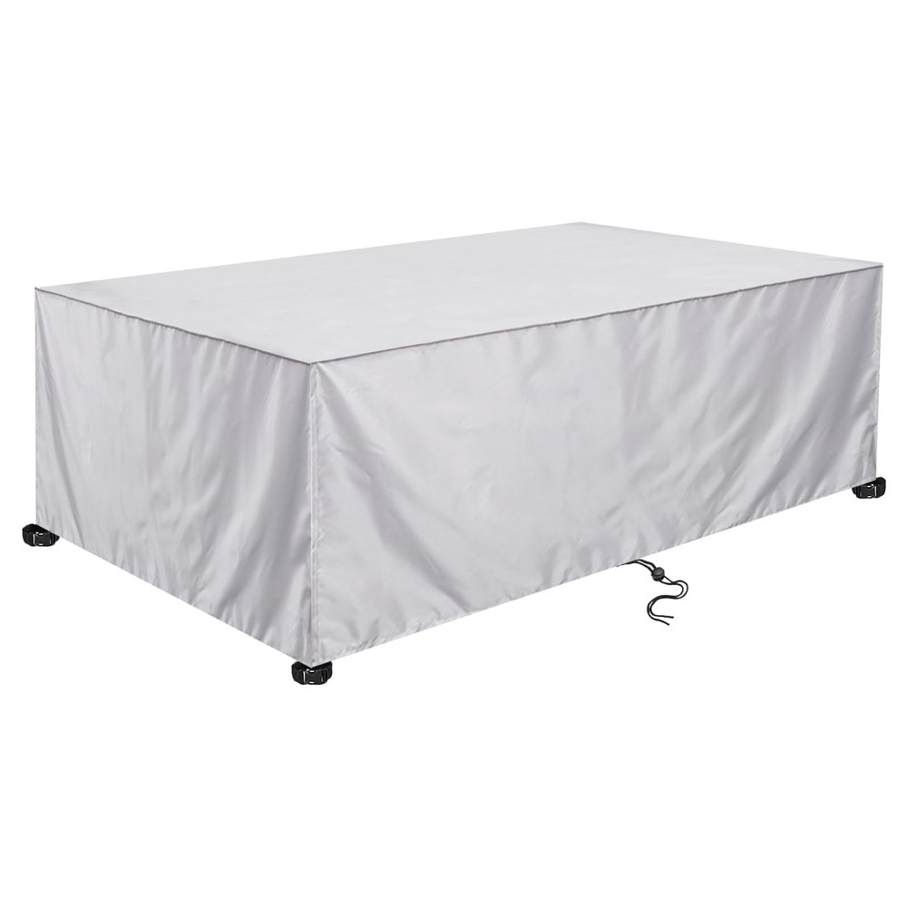 ZUROJ Outdoor Table Cover 230 x 130 x 100 cm, Waterproof and Windproof, 420D Oxford Fabric, Silver