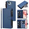 Jiajihua Case for Sharp Aquos Wish4 SH-52E, Lanyard, 9 Card Slots, Zipper Wallet, Magnetic Closure, Stand, Blue view 1