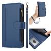 Jiajihua Case for Sharp Aquos Wish4 SH-52E, Lanyard, 9 Card Slots, Zipper Wallet, Magnetic Closure, Stand, Blue view 2