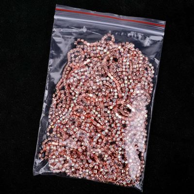 SS6–SS18 Glass Rhinestone Cup Chain, Rose Gold Crystal AB, 1/5 Yard–1 Yard