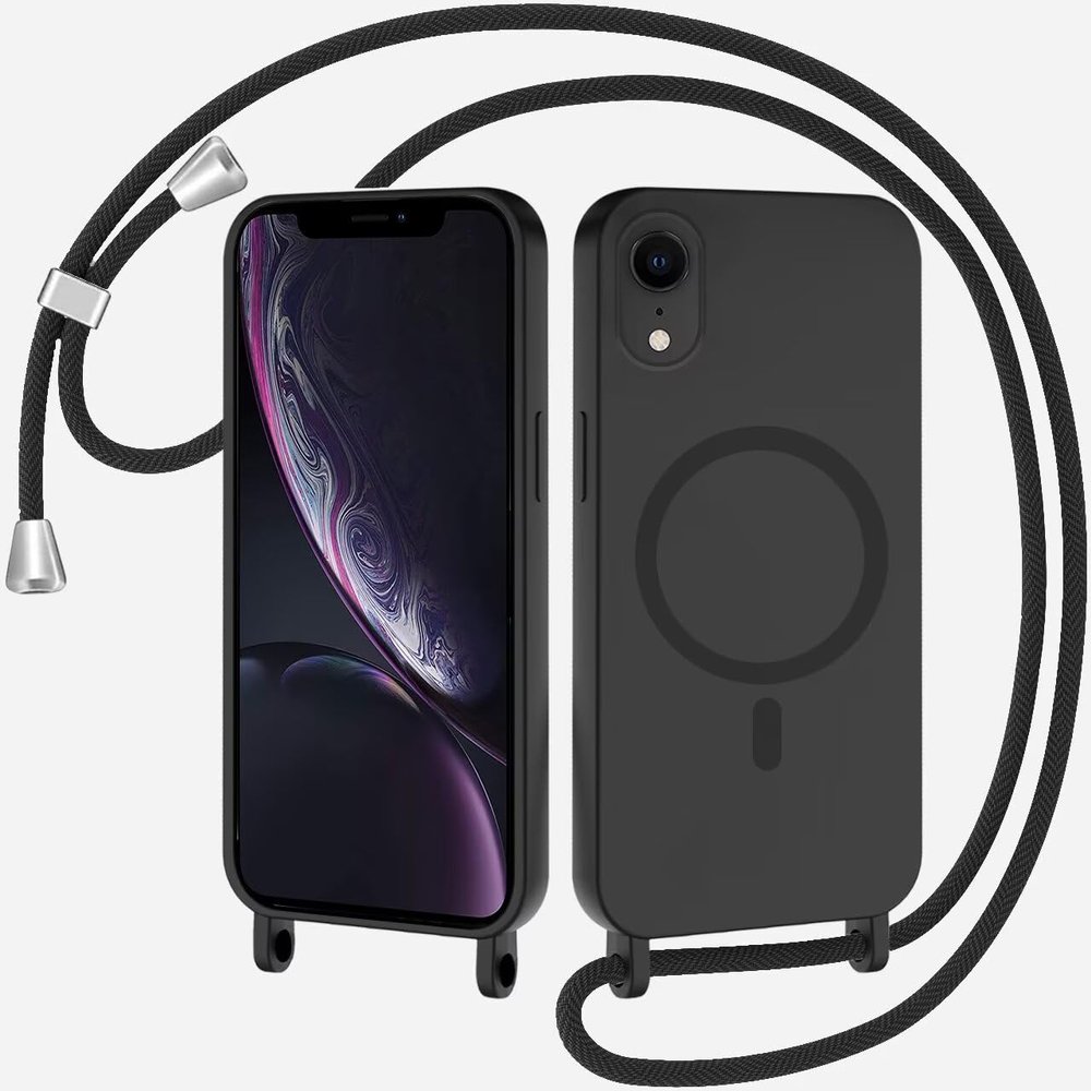 TQmchun Magnetic Phone Necklace Case for iPhone XR, MagSafe Compatible, Black