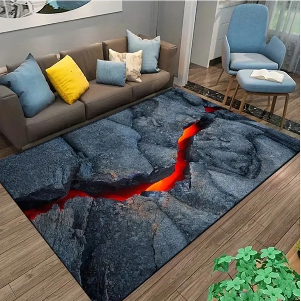 SHAOPENGA Volcano Lava Magma Rug for Living Room, Bedroom or Sofa, Non-Slip Floor Mat, 50 x 80 cm
