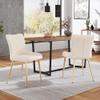 Velvet Dining Chair with Vertical Backrest, Lumbar Support and Adjustable Metal Legs (Beige + Gold, 6) view 2