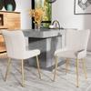 Velvet Dining Chair with Vertical Backrest, Lumbar Support and Adjustable Metal Legs (Beige + Gold, 6) view 3