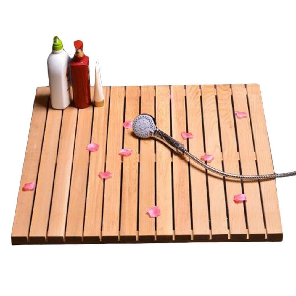 Suixtil Solid Wood Slatted Bathroom Mat, Non-Slip, 30 x 30 cm