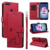 SATURCASE Cat Wallet Case for Huawei P Smart/Honor 9 Lite, ZC-Red view 1