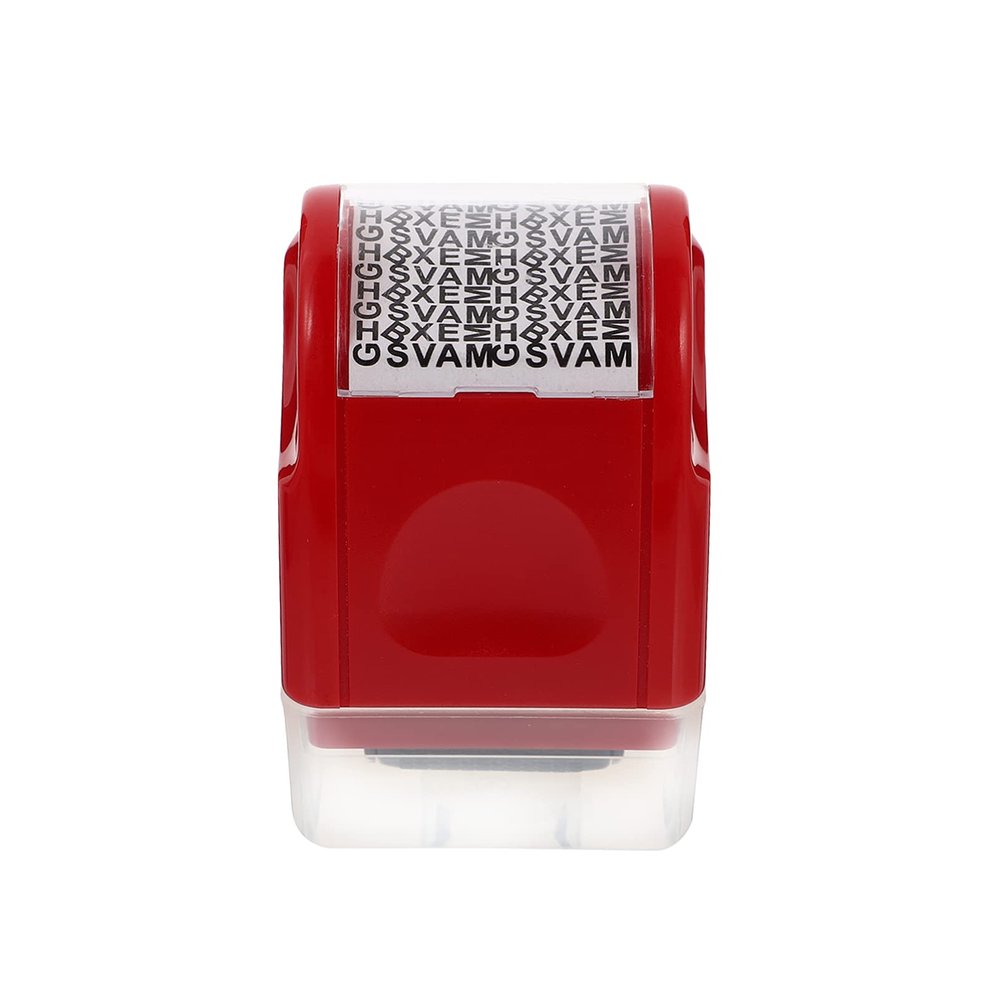 Red Plastic Privacy Stamp for Postcards and Letters