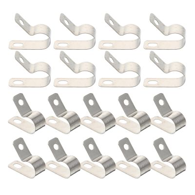 20 R-Type Stainless Steel Cable Clips for TV Cables, Silver