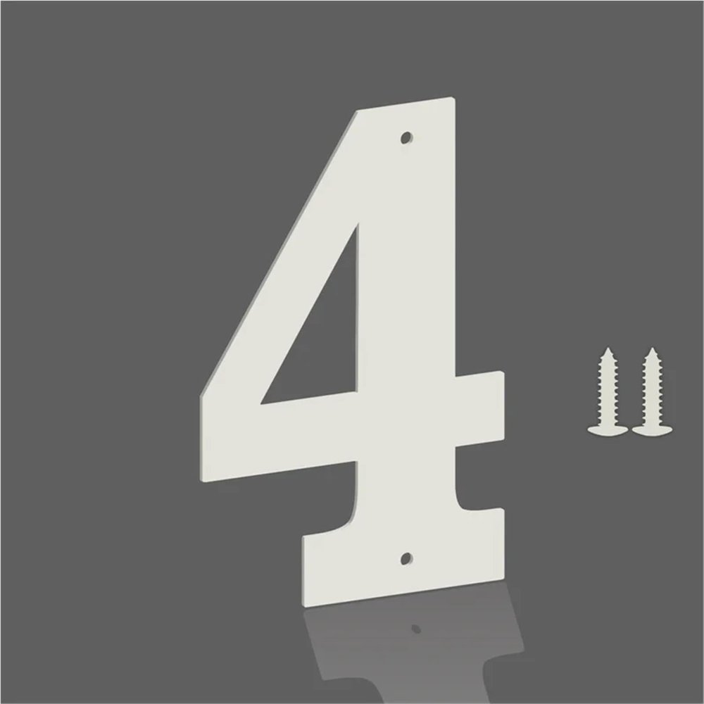 Modern White Metal House Numbers, 3/4/5 in, with Screws