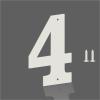 Modern White Metal House Numbers, 3/4/5 in, with Screws view 1