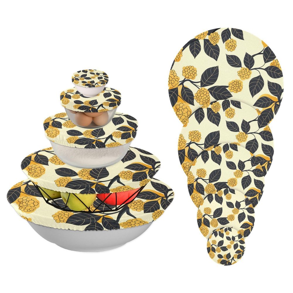 5-Piece Reusable Bowl Covers in 5 Sizes, Seal Blackberries Tropical