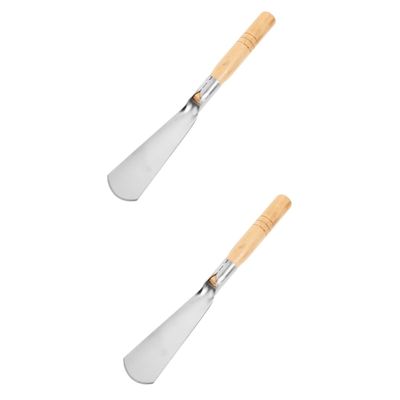 TOYANDONA 2-Piece Flat Garden Shovel Set with Wooden Handles
