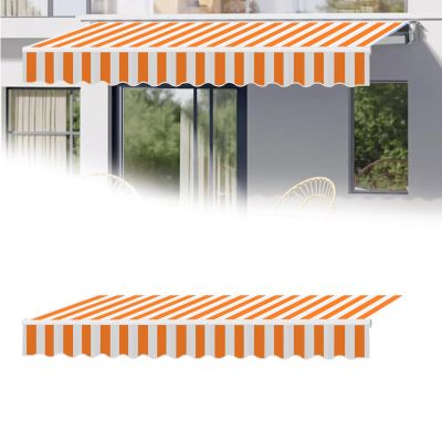 Waterproof Patio Awning with Yellow Stripe, 3 x 2.4 m, Durable Fabric with Front Valance