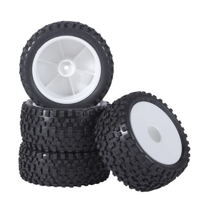 JVRWSC RC Car Tires with Rims, Compatible with Wltoys 144001/124019/104001, 1/10 1/12 1/14 Scale, 4-Piece 85 mm Off-Road Buggy Set