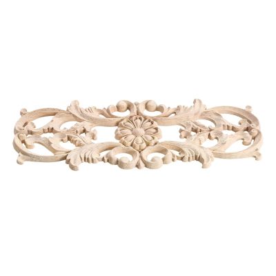 JIASHUNHE Wooden Carved Flower Ornaments, 22 × 8 cm, Decorative Wood Appliques for Cabinets, Doors, Beds and Home Decor