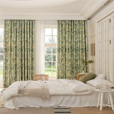 Homxi Blackout Curtains, 2 Panels, 54"W x 108"H, Green Leaf Pattern, with Hooks