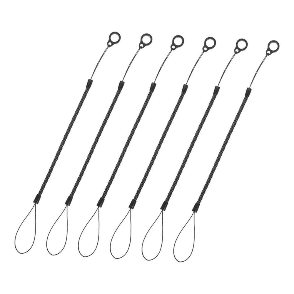 Black Stretchable Stylus Lanyard with Ring, 6-Pack