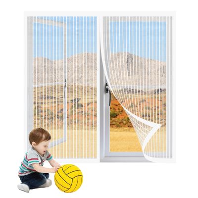 Magnetic Fly Screen for Windows, 91 x 82 cm, White, No-Drill Insect Curtain