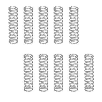 10-Pack Small Stainless Steel Compression Springs, 0.3 mm Wire Diameter, 2–4.5 mm Outer Diameter, 5–50 mm Length