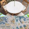 Fasbuy Round Outdoor Tablecloth with Umbrella Hole and Zipper, Retro, L: 114–137 cm view 2