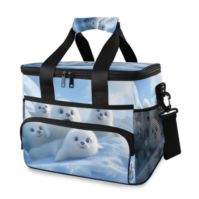 White Harp Seal Ocean Nautical Insulated Lunch Cooler Bag