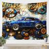 feelingyou Racing Theme Blue Race Car Print Wall Tapestry, XL view 1