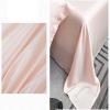 Lirzxin Flat Sheet Without Elastic 245 x 245 cm, Double Bed Lyocell Fiber Solid-Color Sheet and 2 Pillowcases, Soft and Breathable, Light Orange Pink view 3