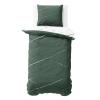 Visaggio 4-Piece Reversible Bedding Set, Green Stripes, Cotton Blend view 2