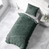 Visaggio 4-Piece Reversible Bedding Set, Green Stripes, Cotton Blend view 3