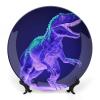 JTKBNVM Green Dinosaur-Style Porcelain Decorative Plate, 20.3 cm, with Display Stand view 1