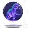 JTKBNVM Green Dinosaur-Style Porcelain Decorative Plate, 20.3 cm, with Display Stand view 2