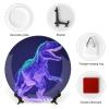 JTKBNVM Green Dinosaur-Style Porcelain Decorative Plate, 20.3 cm, with Display Stand view 3